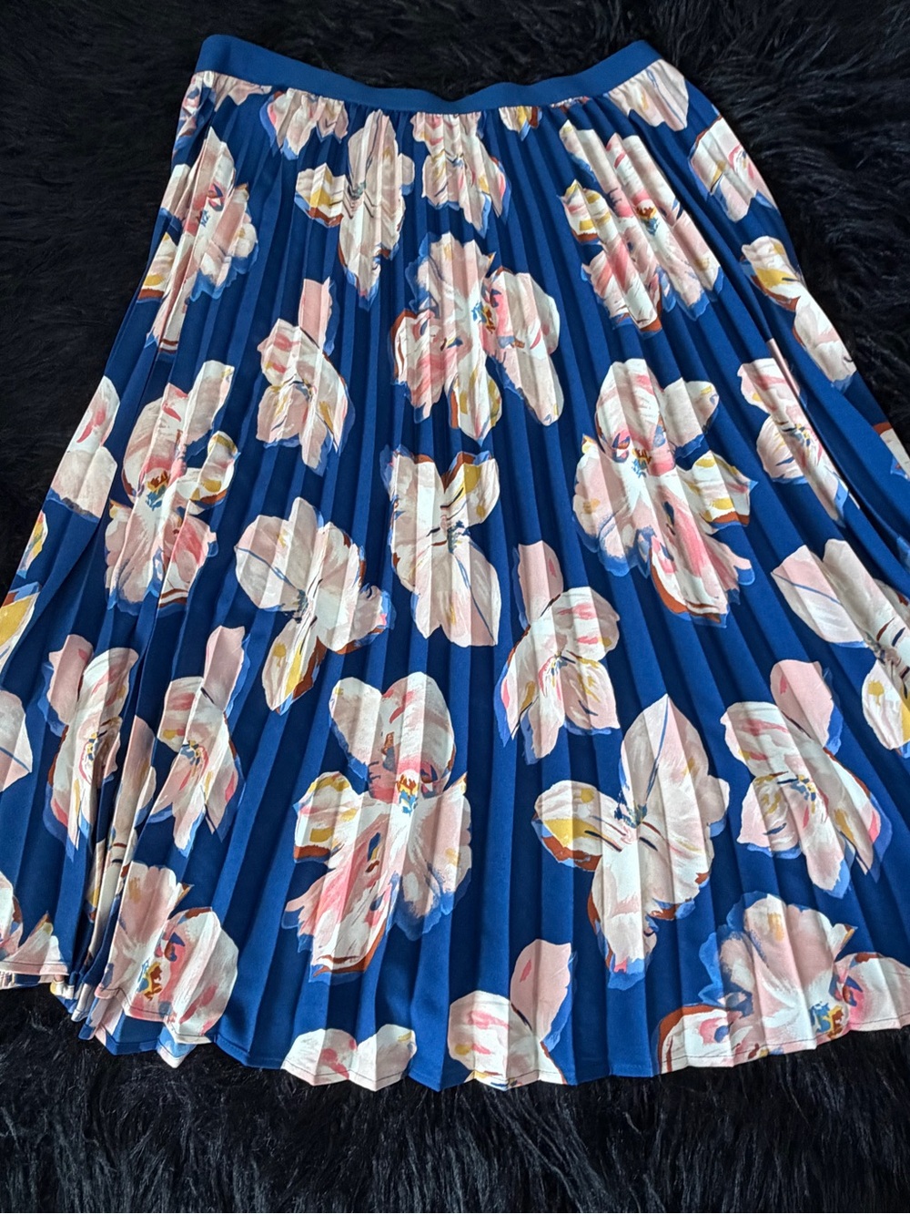 a new day Blue Pleated Floral Skirt